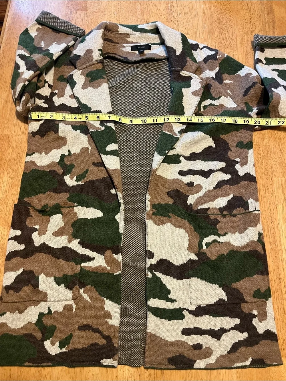 J.Crew Sophie Open-Front Sweater-Blazer in Camo Cotton Blend Jacket XS